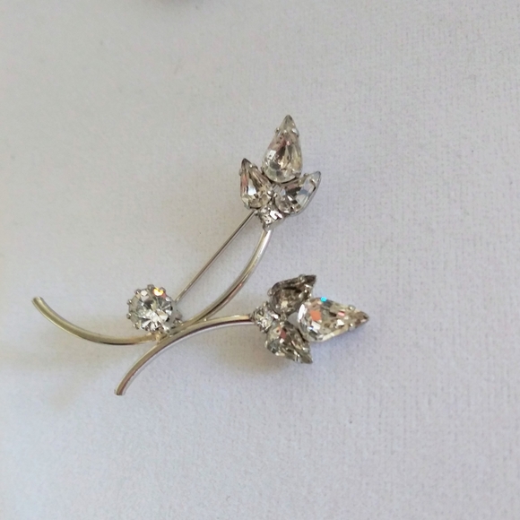 Vint. Long Stem Tulip Brooch - Picture 1 of 8